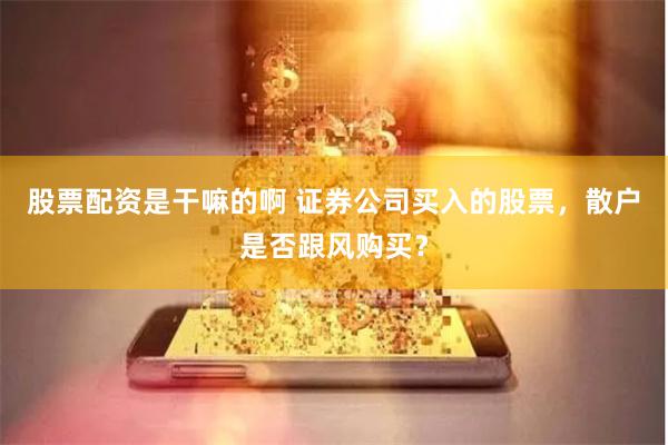 股票配资是干嘛的啊 证券公司买入的股票，散户是否跟风购买？
