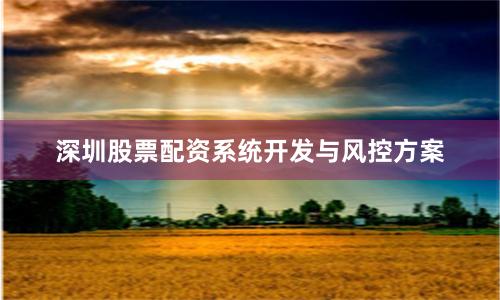 深圳股票配资系统开发与风控方案