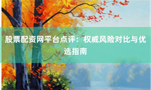 股票配资网平台点评：权威风险对比与优选指南